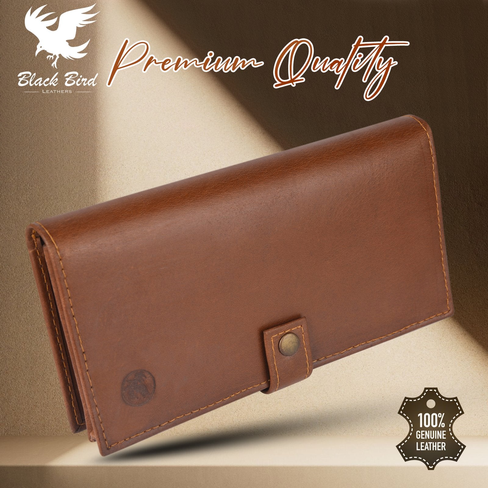 Long Leather Wallet | Mobile Phone Pocket | Brown