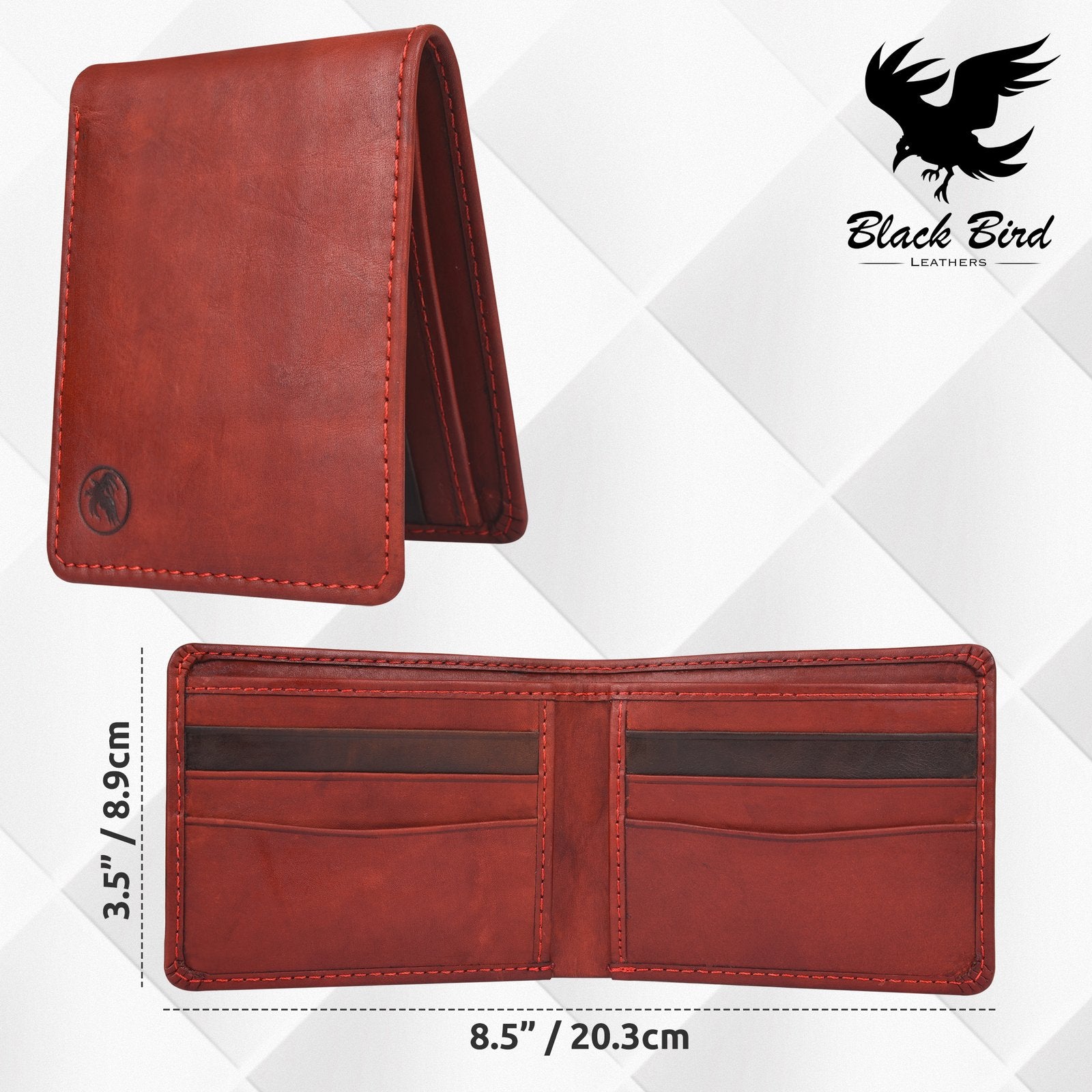 Elegant Red Leather Wallet For Men Classic Series