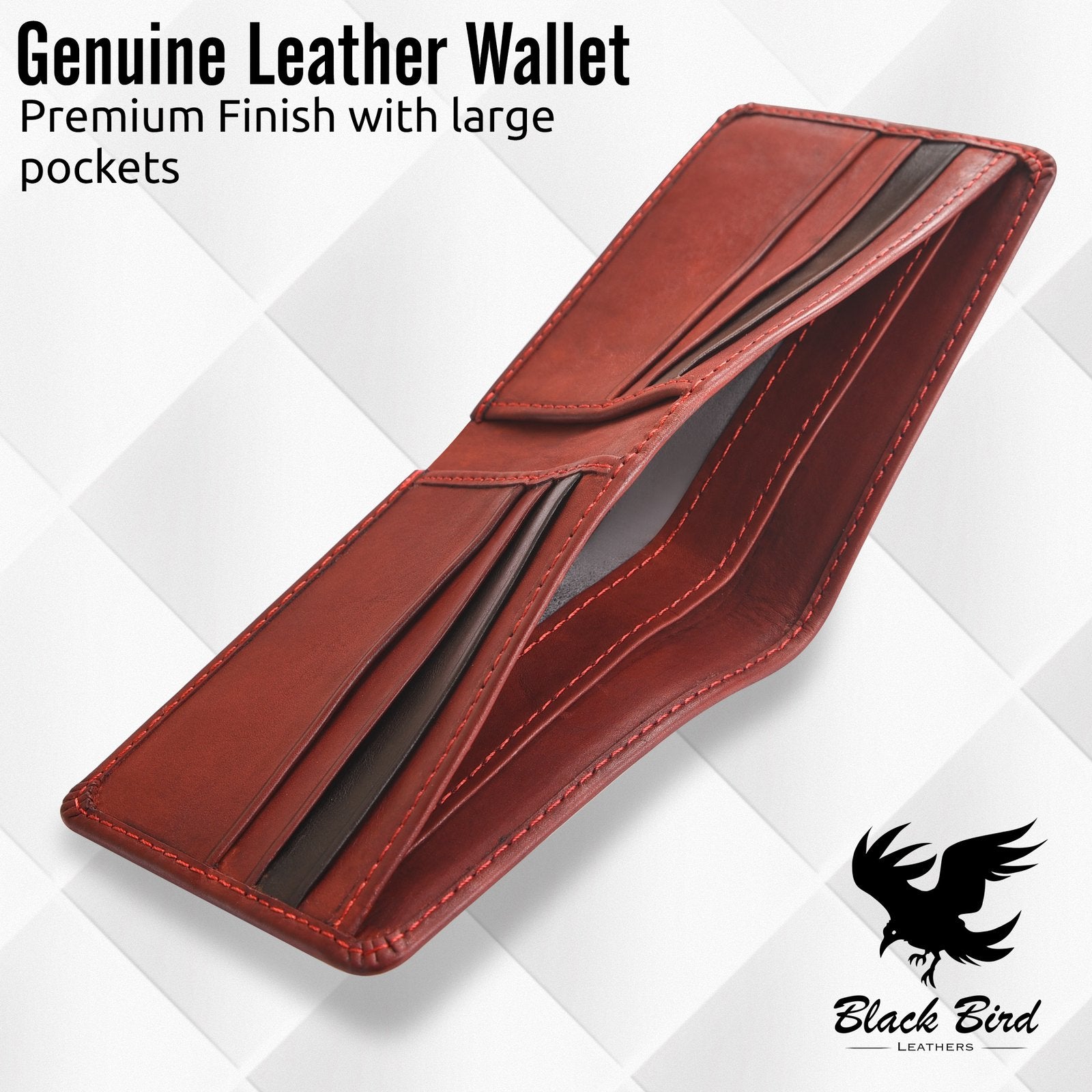 Elegant Red Leather Wallet For Men Classic Series