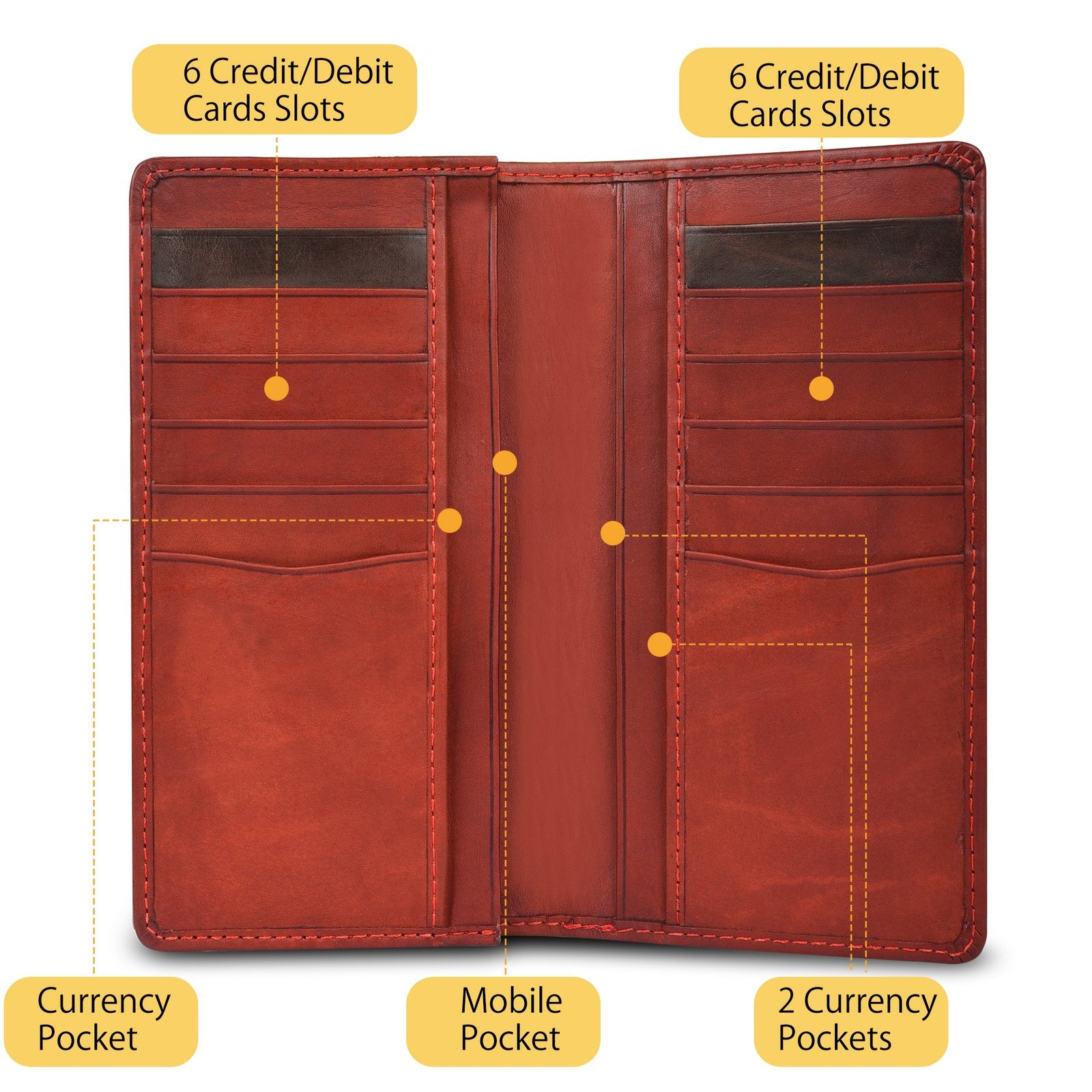 Exotic Red Long Leather Wallet