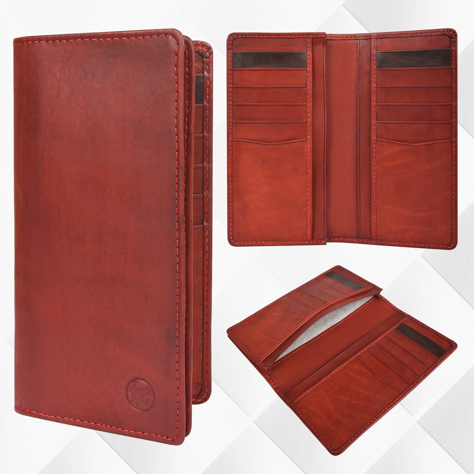 Exotic Red Long Leather Wallet