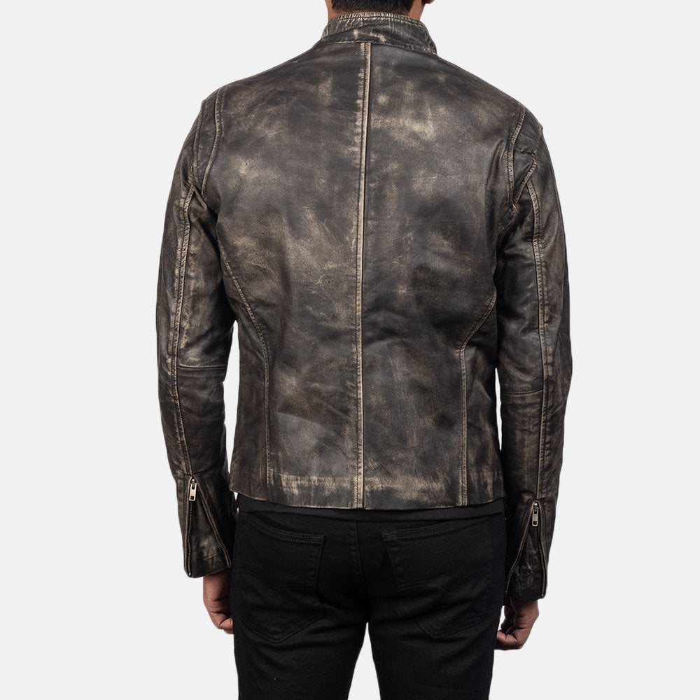 Distressed Brown | Leather Biker Jacket | Men