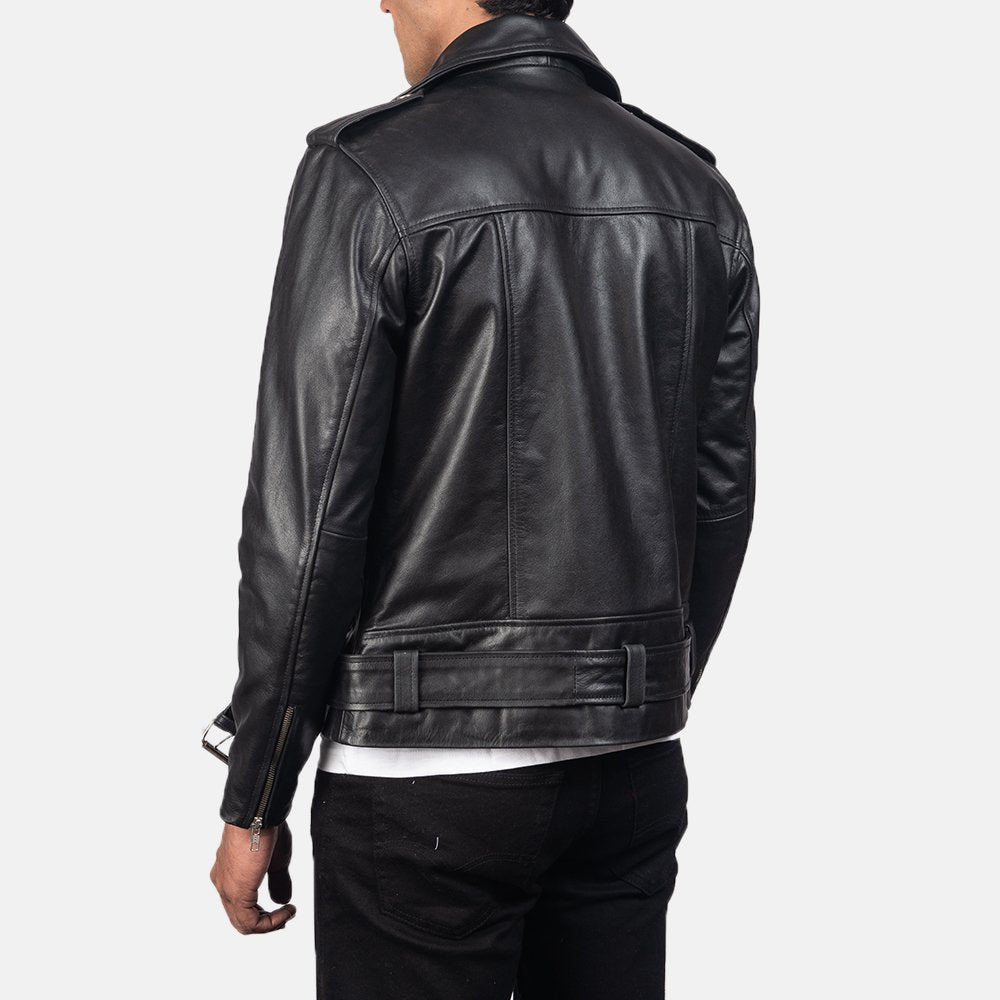 Plain Black | Motorbike Leather Jacket | Men