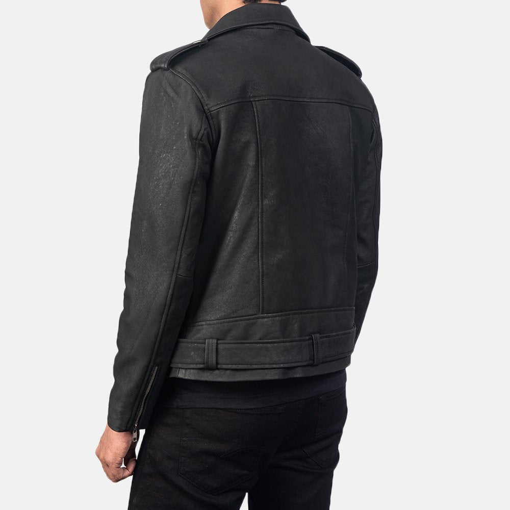 Plain Black | Biker Leather Jacket | Men