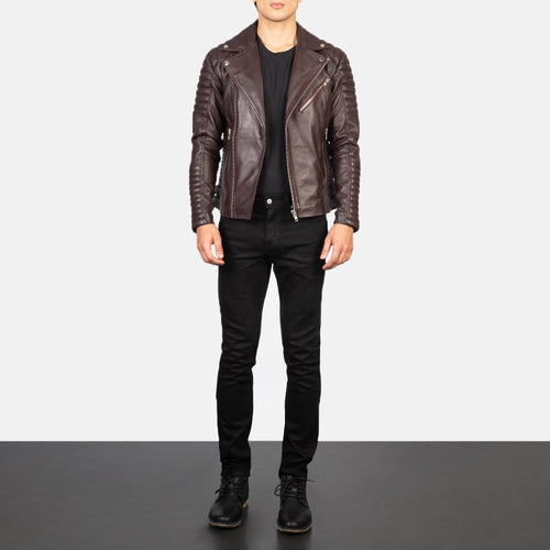 Armand Maroon | Motorcycle Leather Jacket | Men