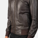 Amiri Brown Leather Bomber Jackets