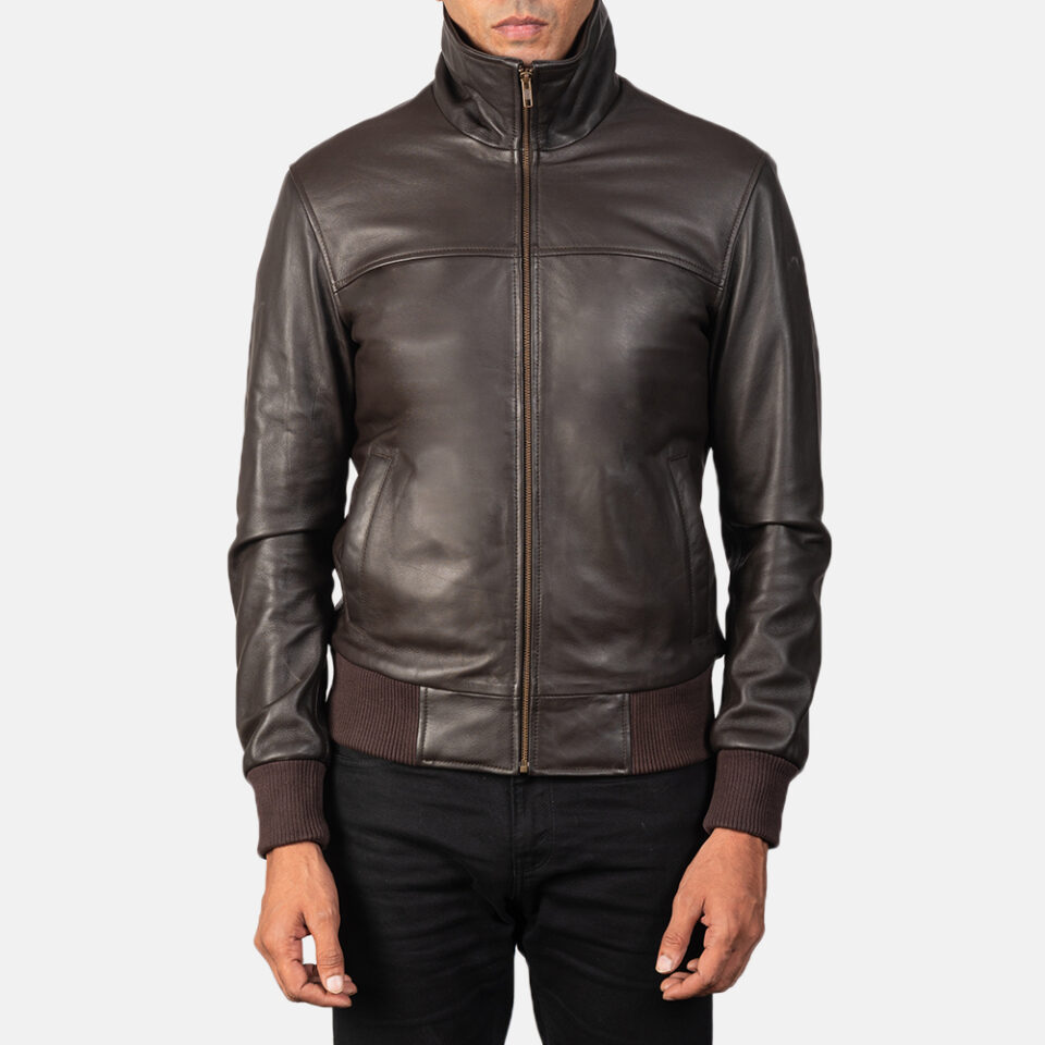 Amiri Brown Leather Bomber Jackets
