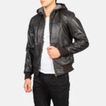 Connor Brown Hooded Leather Bomber Jacket