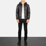 Connor Brown Hooded Leather Bomber Jacket