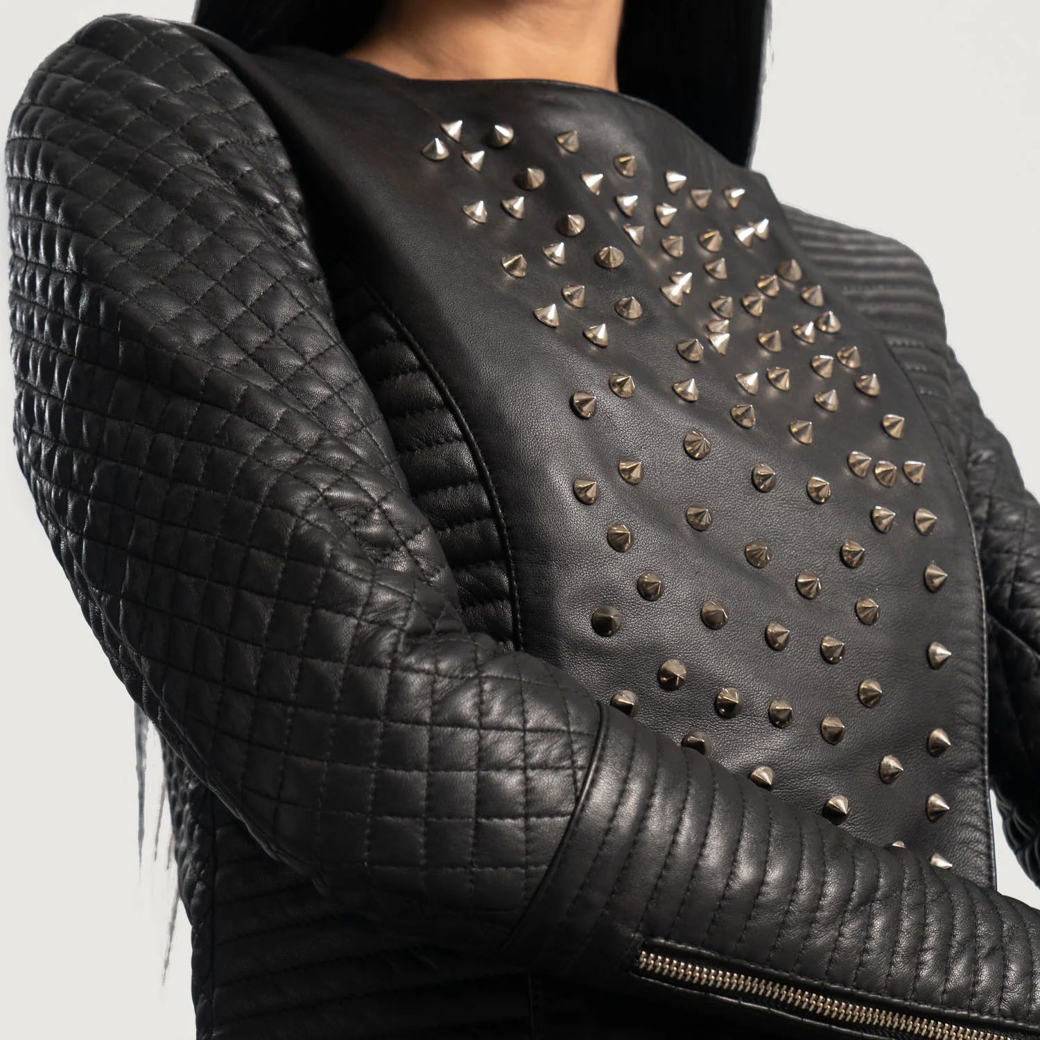 WomensCelesteStuddedBlackLeatherJacketClose-Up-9-1664357051215