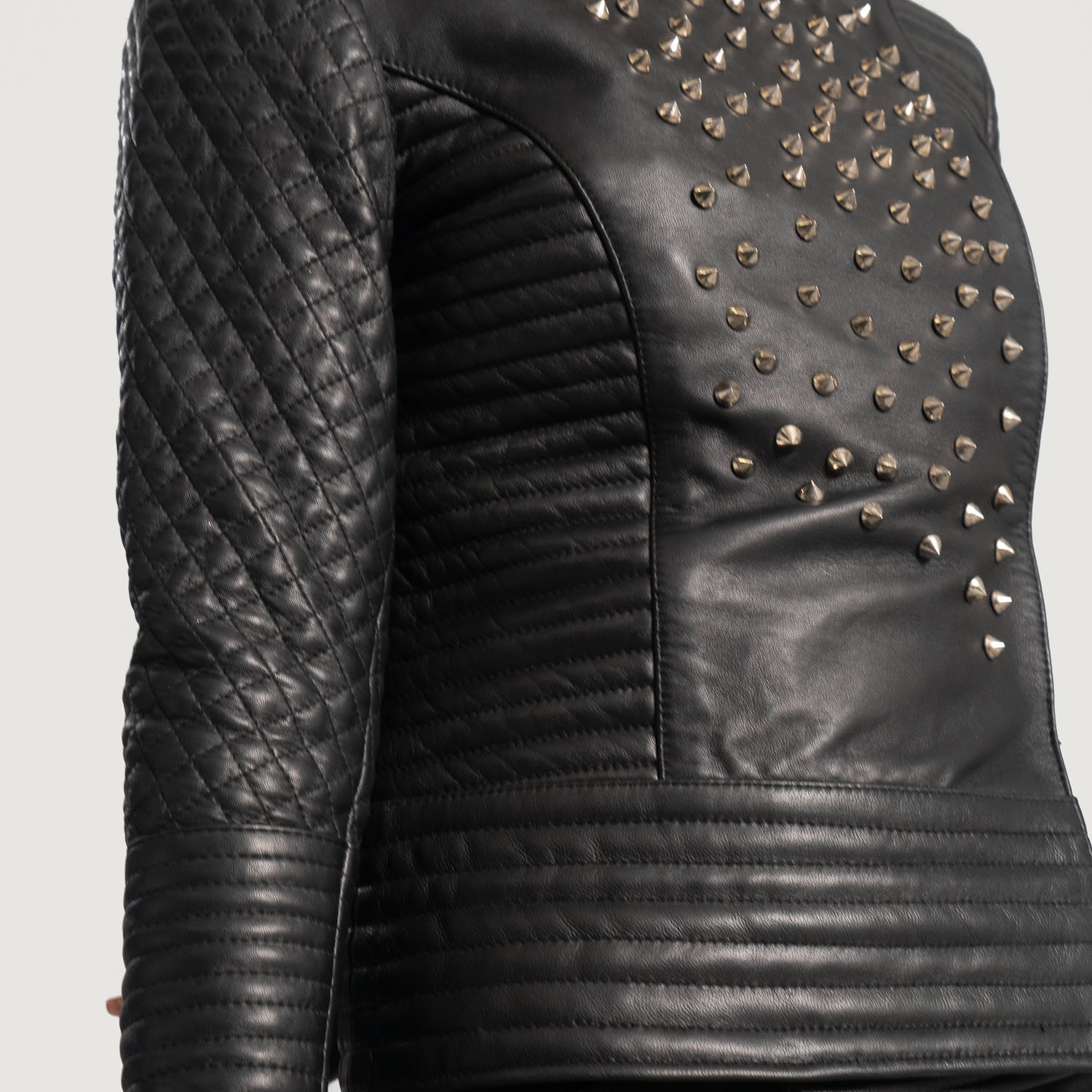 Women's+Celeste+Studded+Black+Leather+Jacket+Open+Front-4-1664357034472
