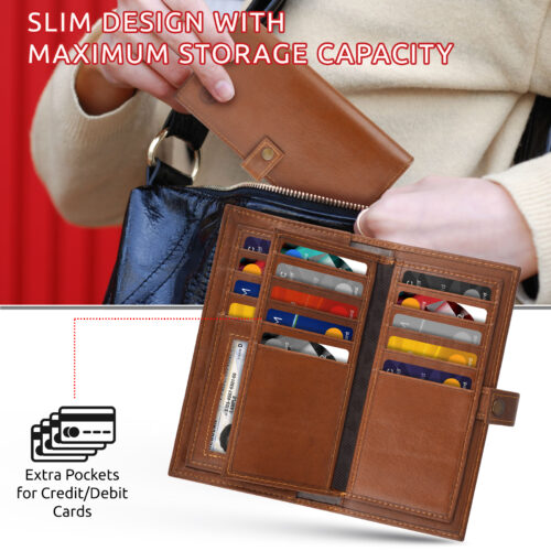 Long leather wallets in picture shows that you don't to worry about keeping a lot thing in one wallet. Because long wallet can give you different slots. 